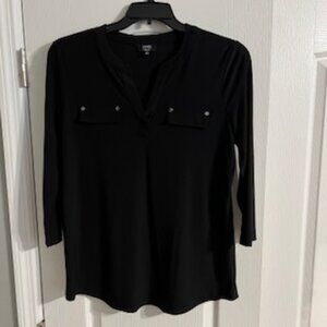 Jones New York Signature Women's Metal Accents Blouse With 3/4 Sleeve Large